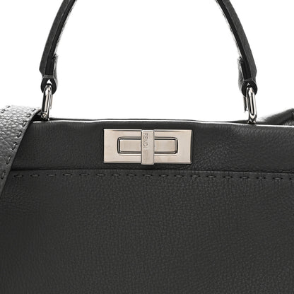Fendi Cuoio Romano Selleria Bi-Color Medium Peekaboo Iconic Satchel Asphalt Milk 9 of 11
