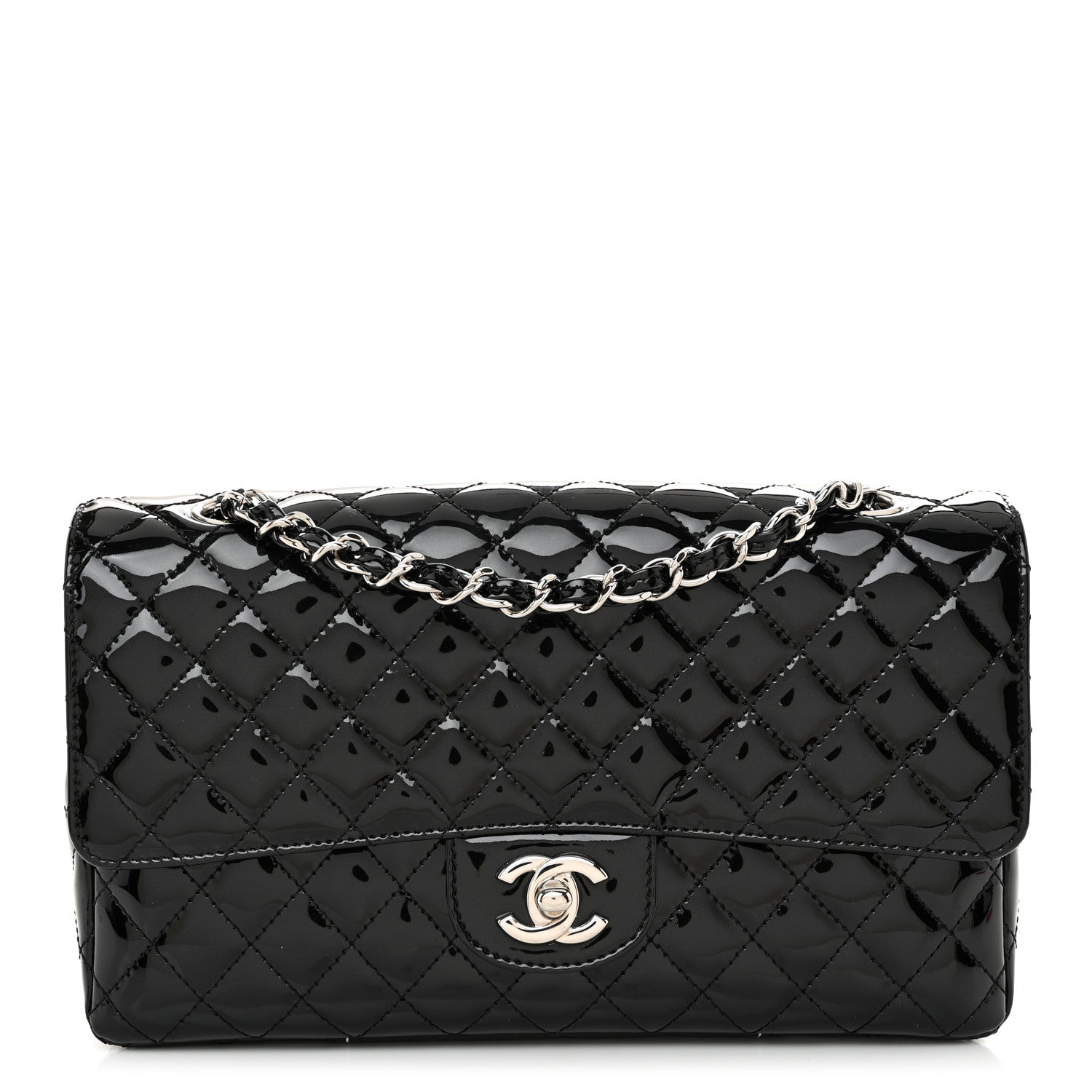 Chanel Patent Quilted Secret Label Medium Flap Black 1 of 11
