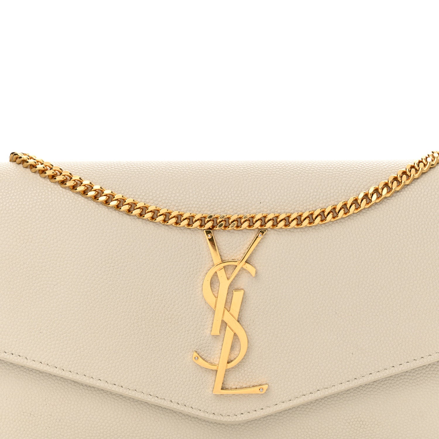 Saint Laurent Grain De Poudre Monogram Uptown Chain Wallet Crema Soft 7 of 12
