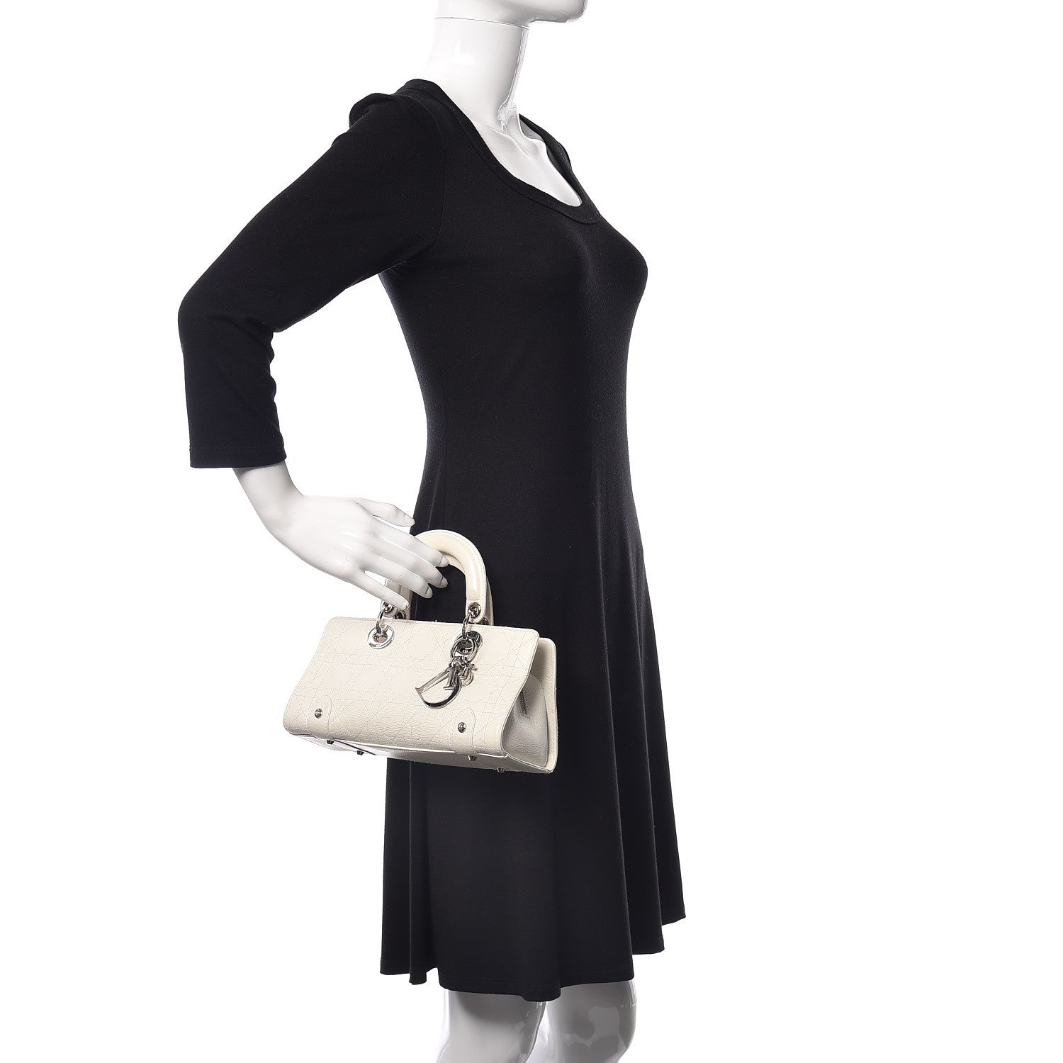 Christian Dior Calfskin Cannage Stitched Small Lady East West Lady Dior White 2 of 26