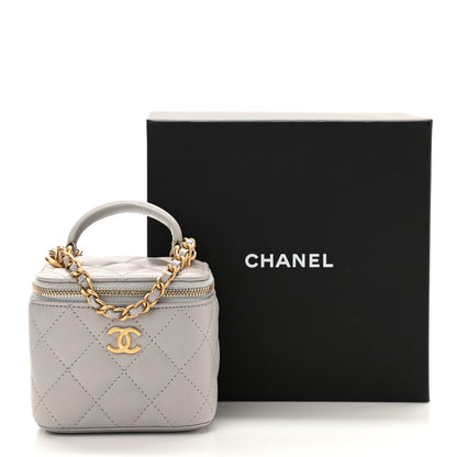 Chanel Lambskin Quilted Top Handle Mini Vanity Case With Chain Grey 12 of 12