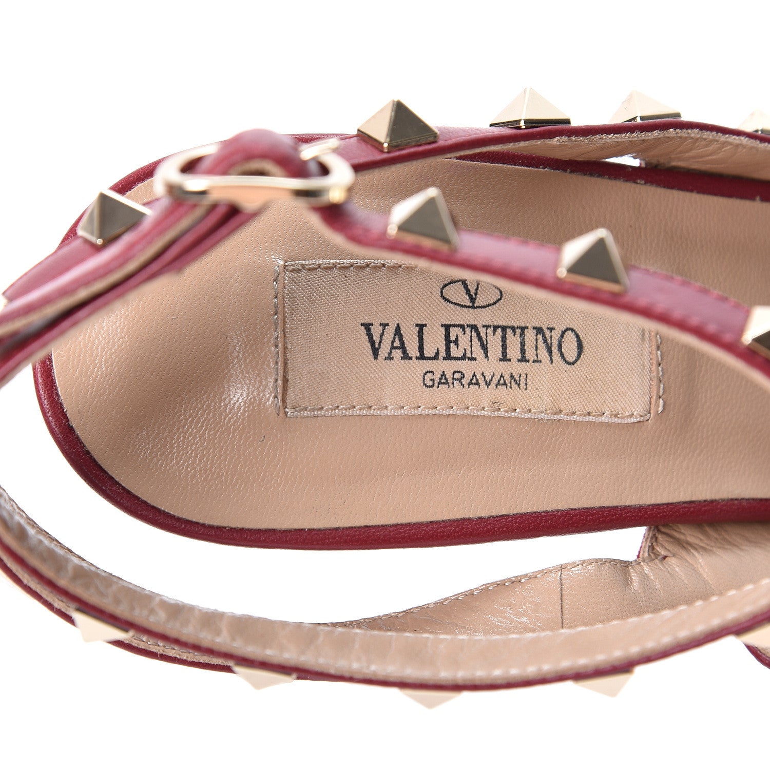 Valentino Garavani Suede Rockstud Ankle Strap Pumps 40.5 Dark Red 6 of 10