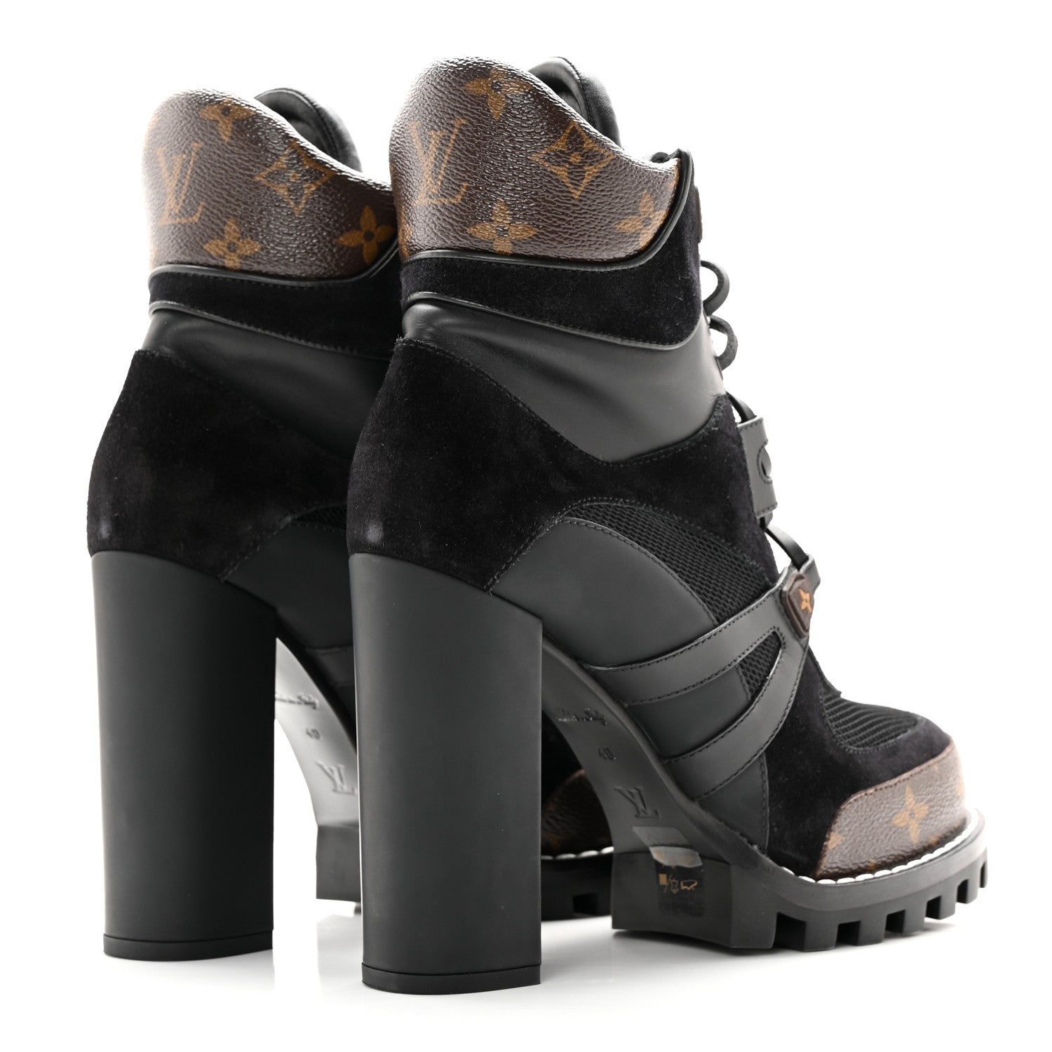 Louis Vuitton Suede Calfskin Monogram Star Trail Ankle Boots 40 Black 4 of 16