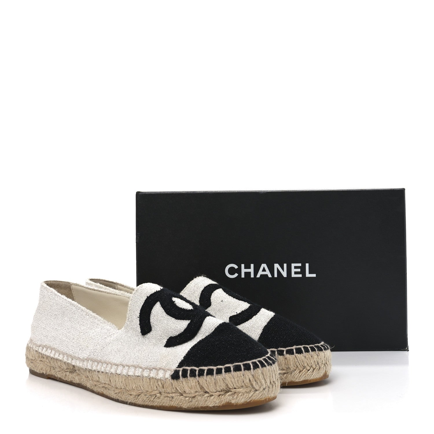 Chanel Terry Cloth CC Espadrilles 41 Silver Black 8 of 8