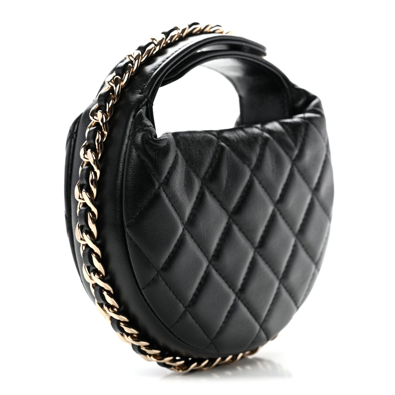 Chanel Lambskin Quilted Chain Around Pouch Black 3 of 7