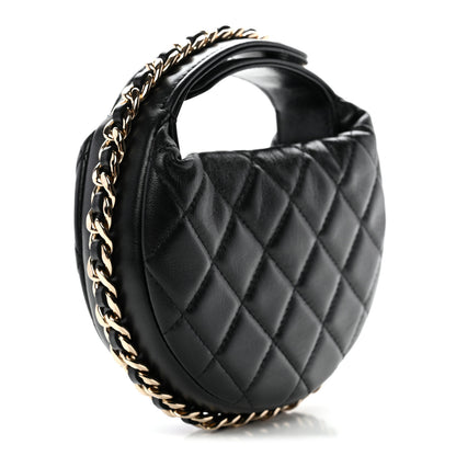 Chanel Lambskin Quilted Chain Around Pouch Black 3 of 7