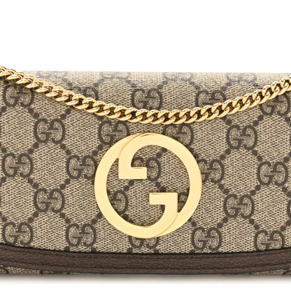 Gucci GG Supreme Monogram Textured Dollar Calfskin Blondie Continental Chain Wallet Beige Ebony New Acero 8 of 11