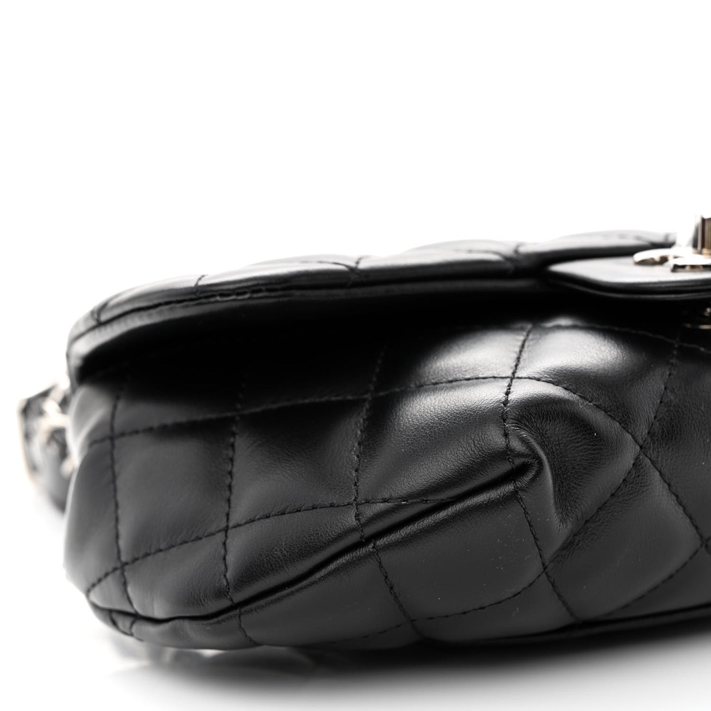 Calfskin Quilted CC Uniform Flap Belt Bag Black
