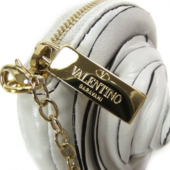 Leather Rosette Small Chain Strap Bag White