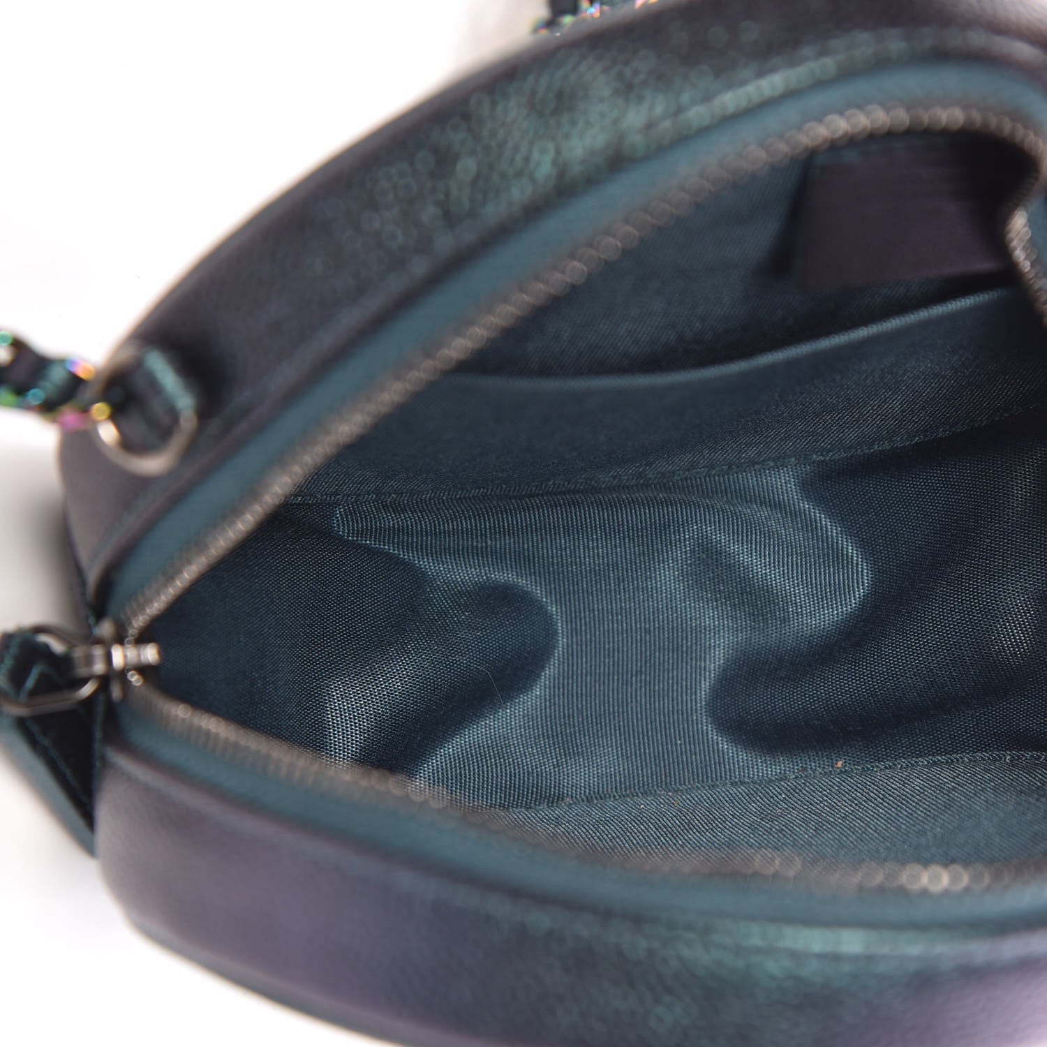 Chanel Iridescent Caviar Quilted Round Filigree Crossbody Dark Turquoise 5 of 10