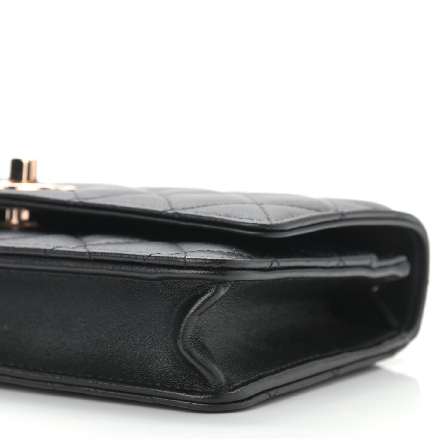 Lambskin Quilted Trendy CC Wallet On Chain WOC Black