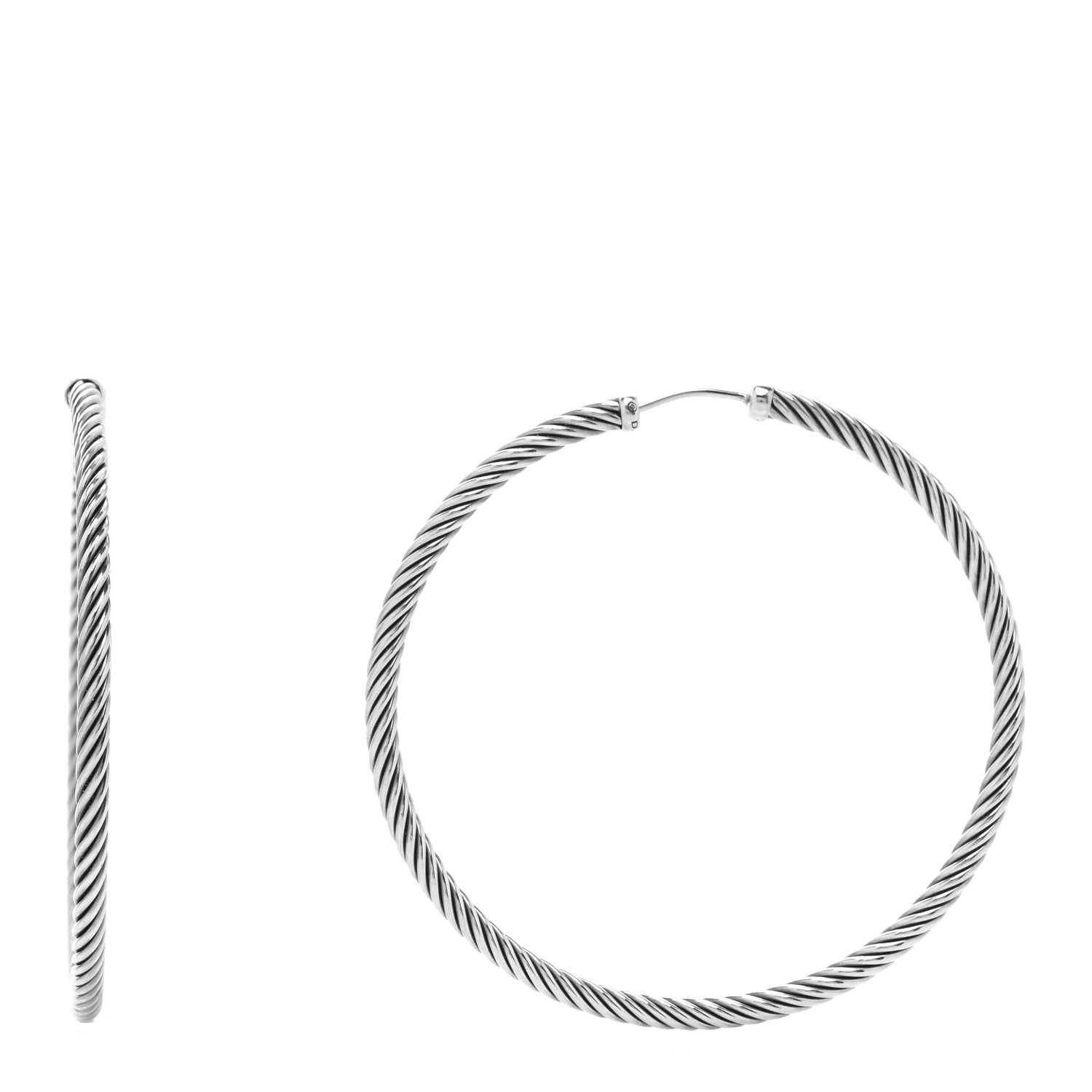 David Yurman Sterling Silver Large Sculpted Cable Hoop Earrings 1 of 4