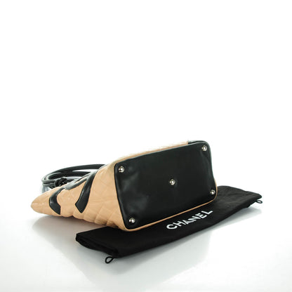 Chanel Calfskin Quilted Large Cambon Tote Beige Black 4 of 7