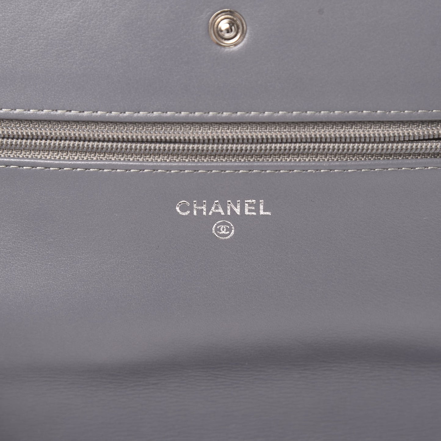 Patent Camellia Embossed Wallet on Chain WOC Dark Blue