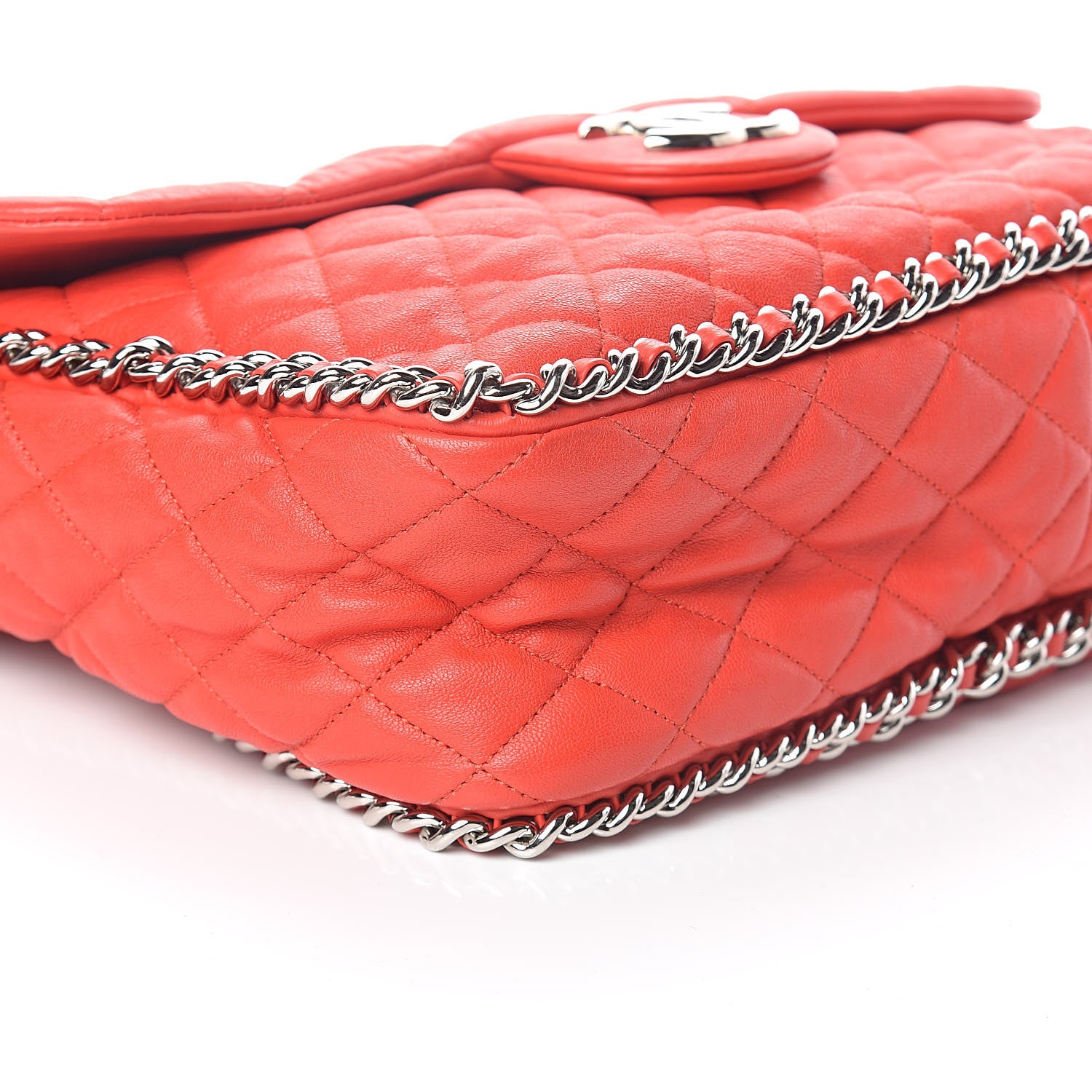 Chanel Washed Lambskin Quilted Maxi Chain Around Flap Red 8 of 9