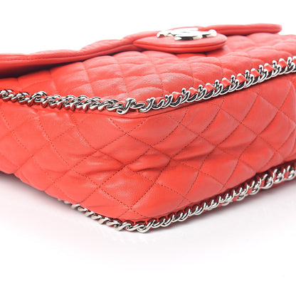 Chanel Washed Lambskin Quilted Maxi Chain Around Flap Red 8 of 9