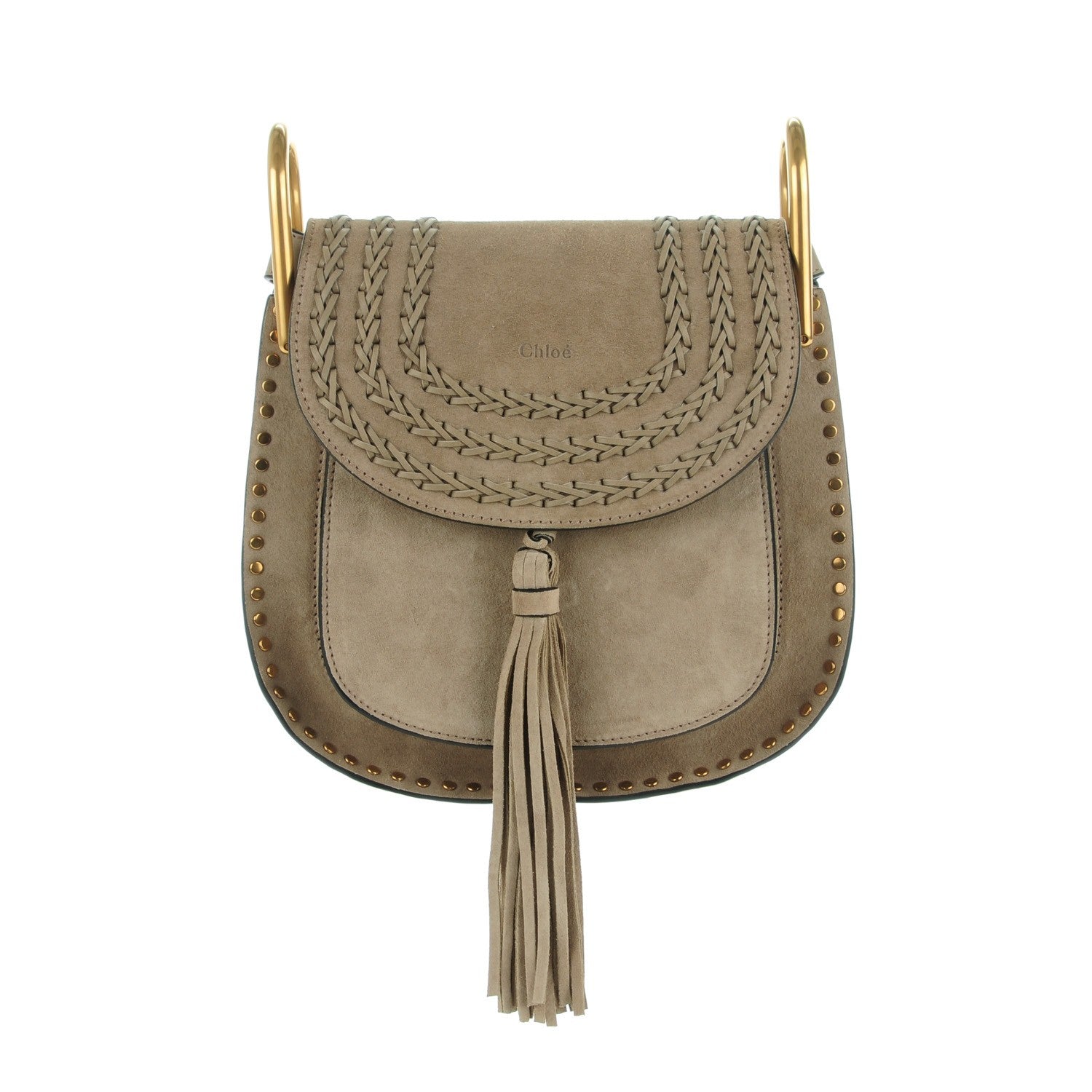 Chloe Suede Braided Small Hudson Shoulder Bag Motty Grey 1 of 8