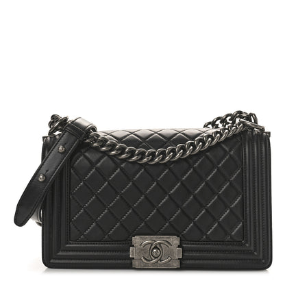 Chanel Lambskin Quilted Medium Boy Flap Black 1 of 10