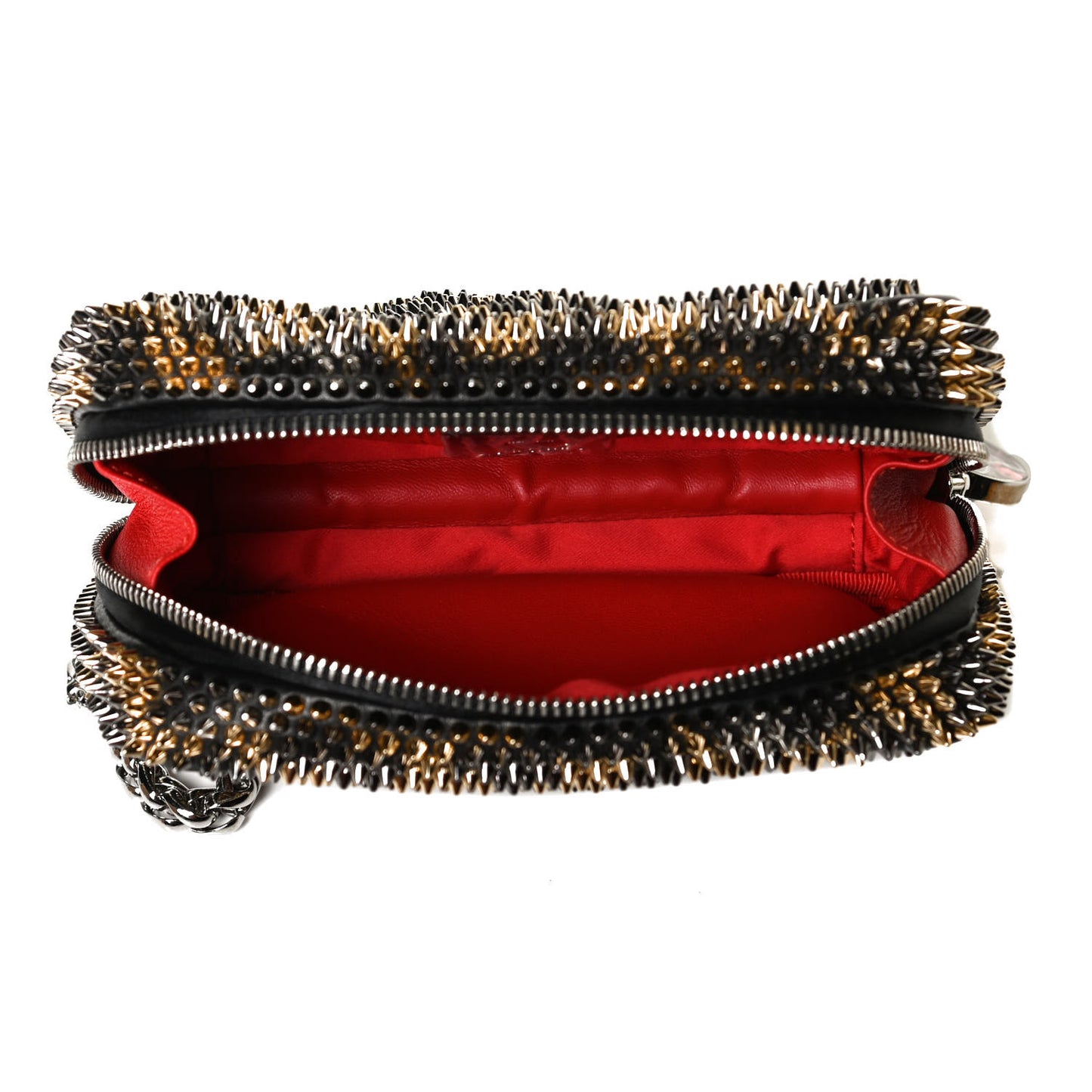 Nappa Mini Spikes Leopard Piloutin Wristlet Clutch Black