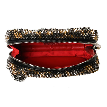Christian Louboutin Nappa Mini Spikes Leopard Piloutin Wristlet Clutch Black 5 of 12