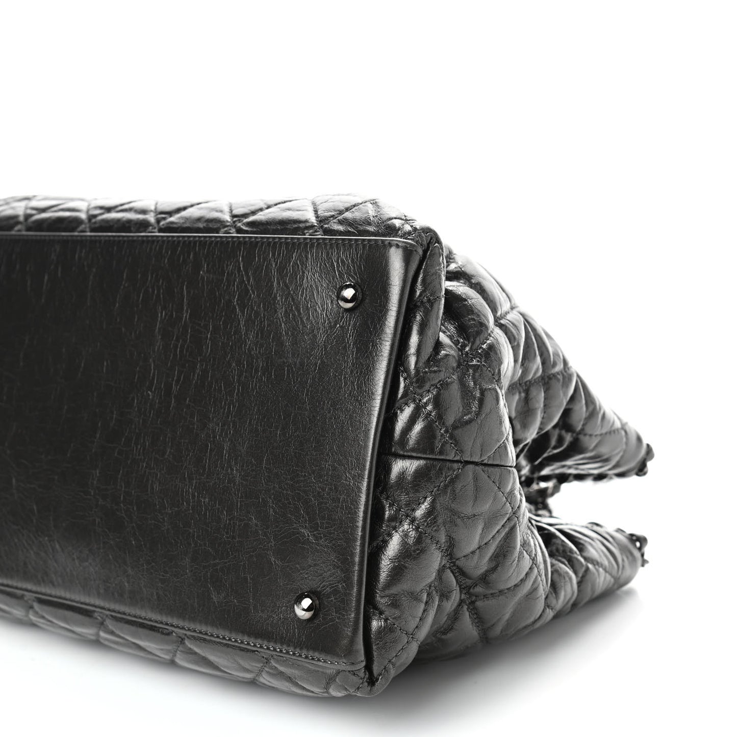 Calfskin Quilted Small Chain Me Tote Dark Grey