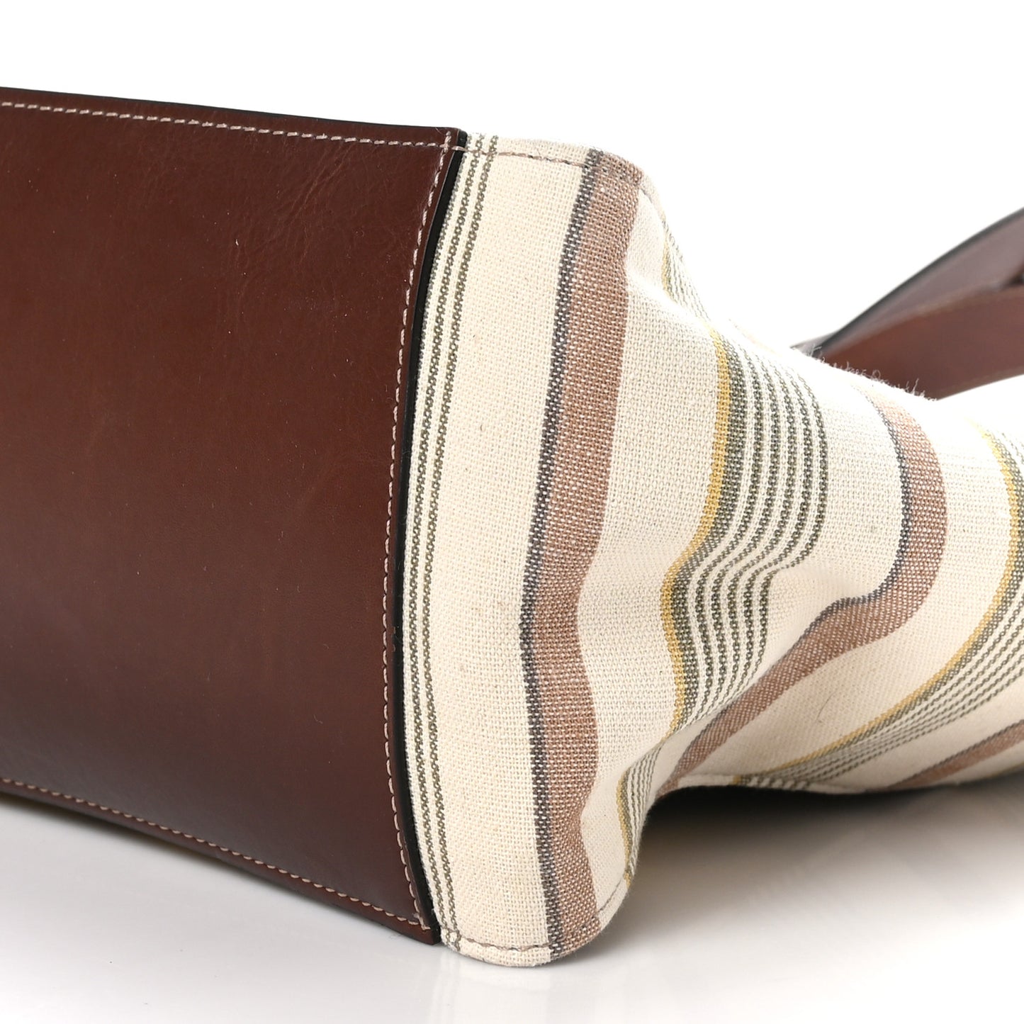 Canvas Striped Logo Tote Brown Multicolor