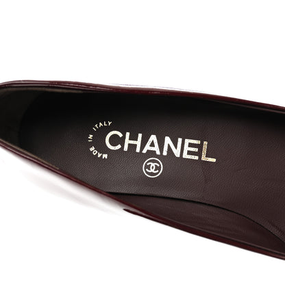 Chanel Patent Low Heel Ballerina Pumps 37 Burgundy 6 of 7