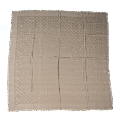 Louis Vuitton Silk Lurex Wool Monogram Shine Shawl Greige 1 of 4