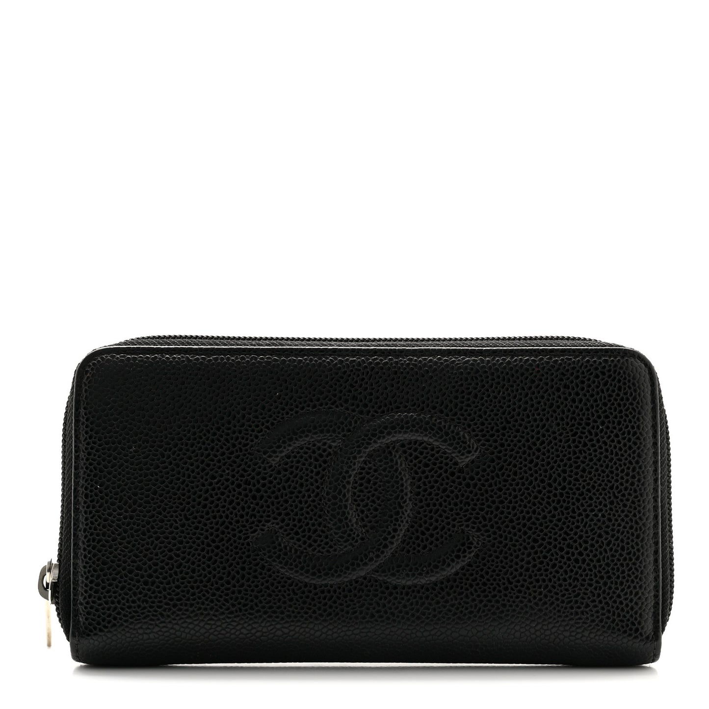 Caviar Large Timeless CC Zip Around Wallet Black