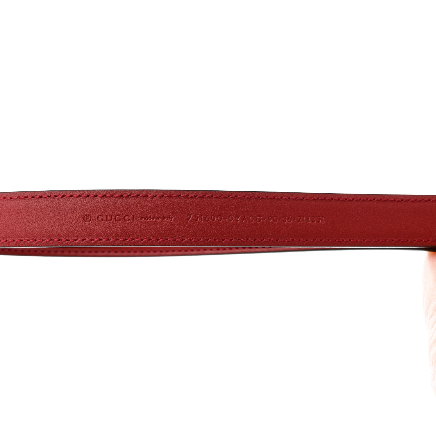 Gucci Plutone Calfskin Gucci Buckle 20mm Thin Belt 90 36 Rosso 5 of 6