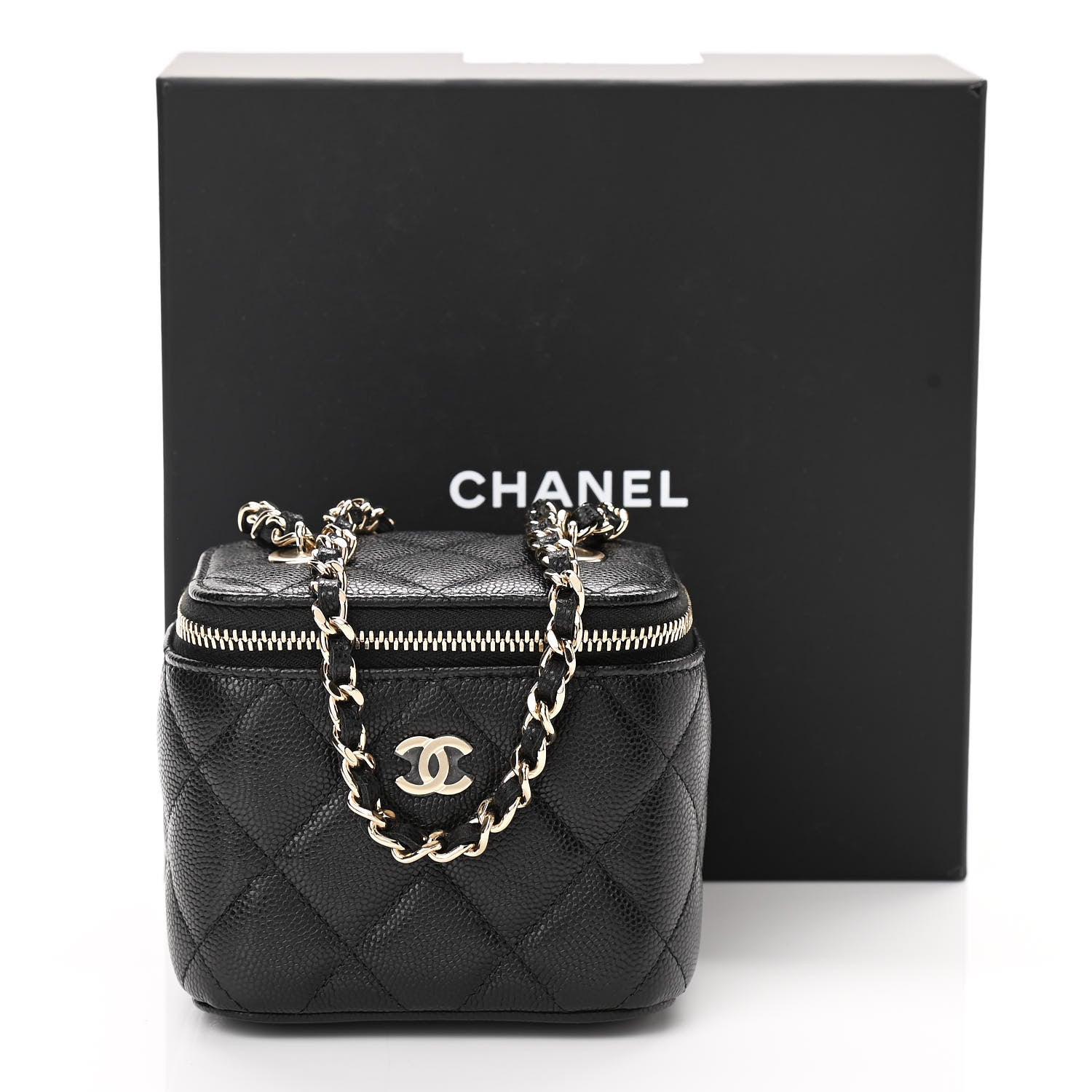 Chanel Caviar Quilted Mini Vanity Case With Chain Black 12 of 12