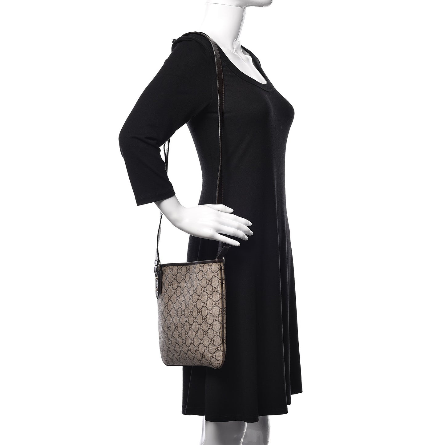 GG Plus Monogram Flat Messenger Beige Dark Brown