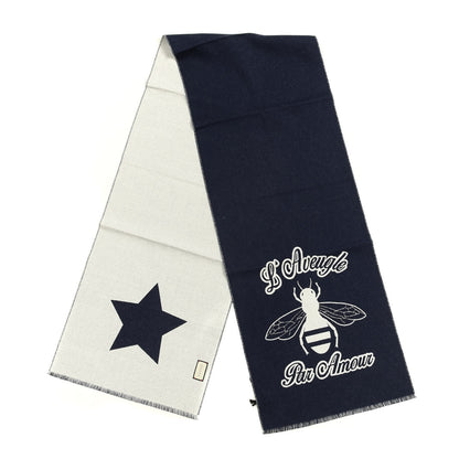 Gucci Wool L'Aveugle Par Amour Scarf Navy White 2 of 5