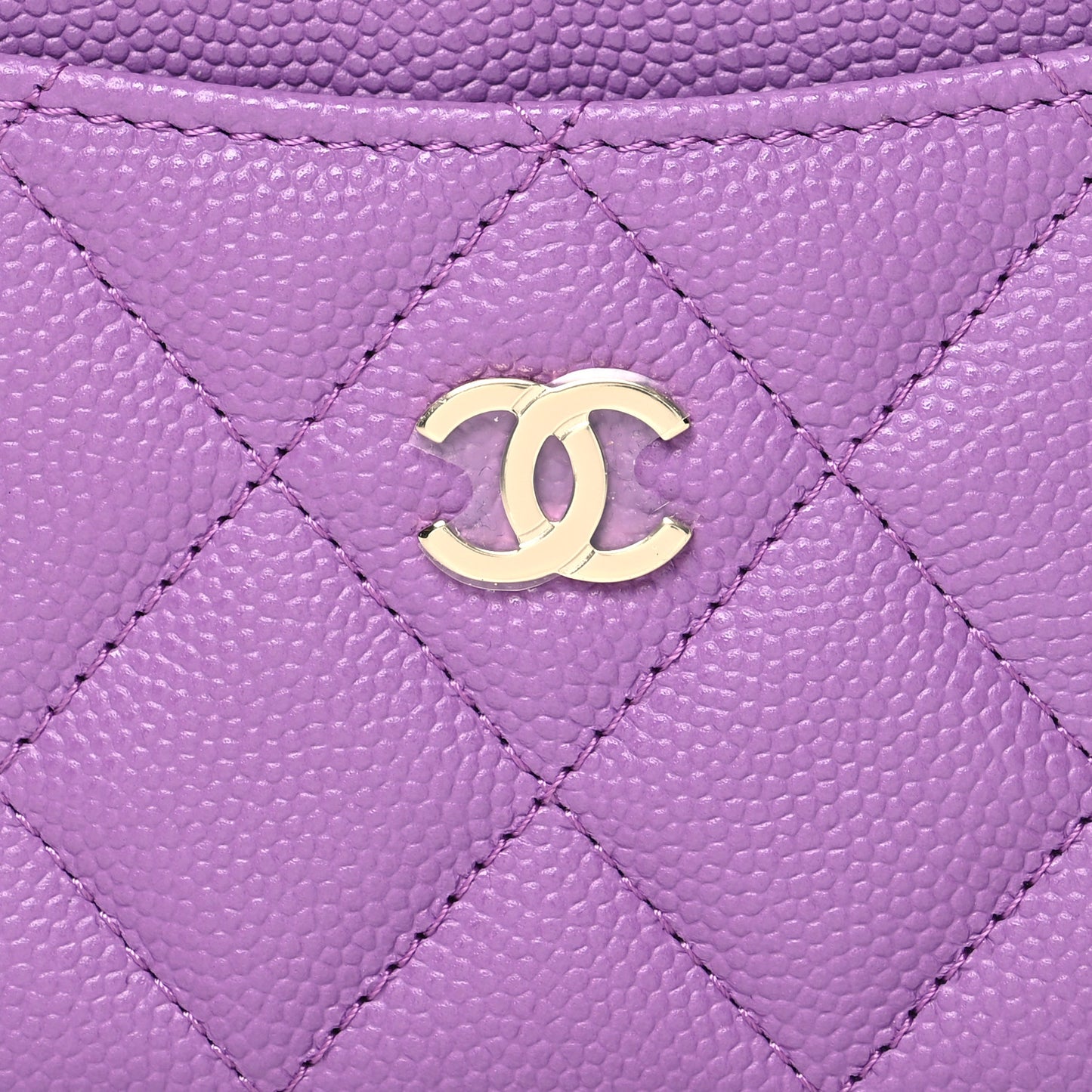 Caviar Quilted Card Holder Purple