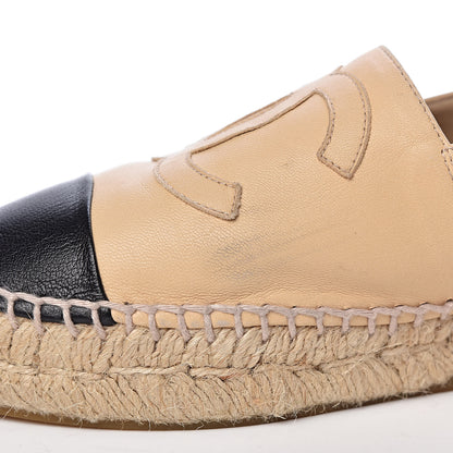 Chanel Lambskin CC Espadrilles 38 Beige Black 12 of 18