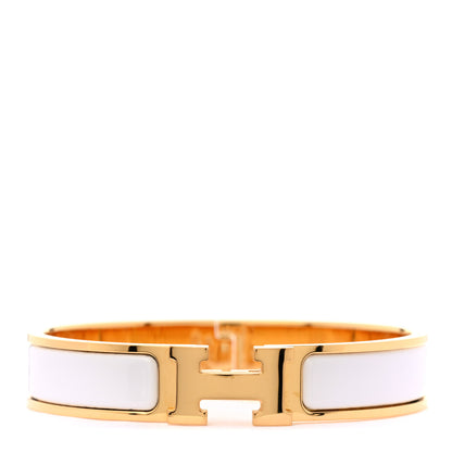 Hermes Enamel Narrow Clic Clac H Bracelet GM White 1 of 5