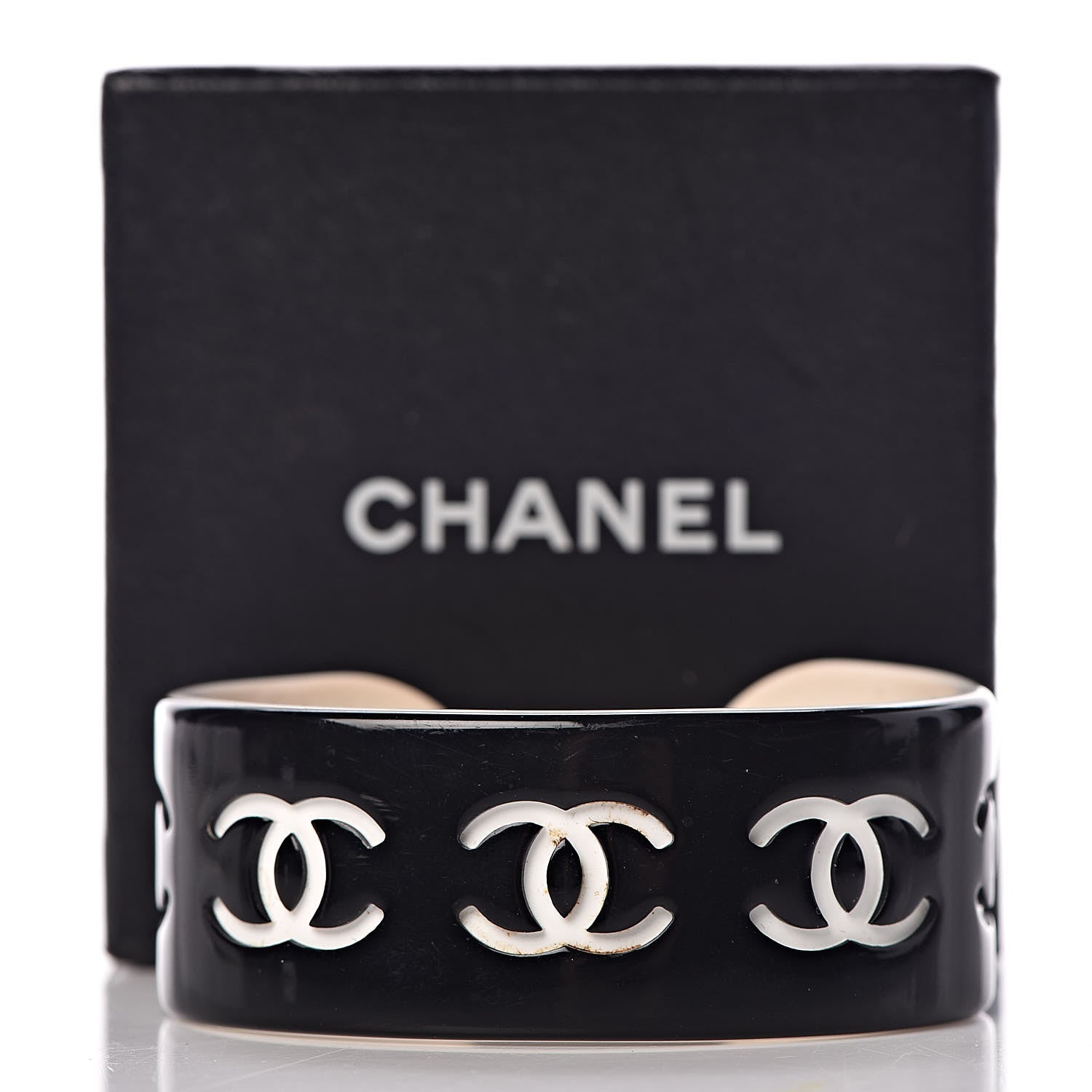 Chanel Resin CC Cuff Black White 7 of 7