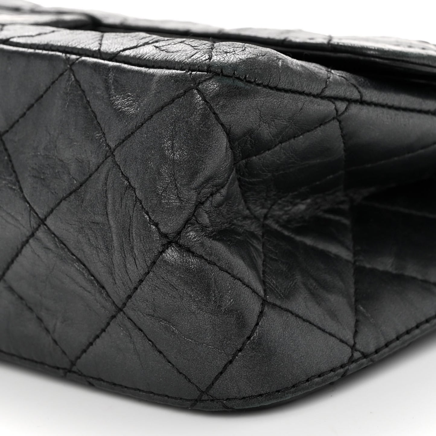 Metallic Aged Calfskin Quilted 2.55 Reissue 227 Flap Black