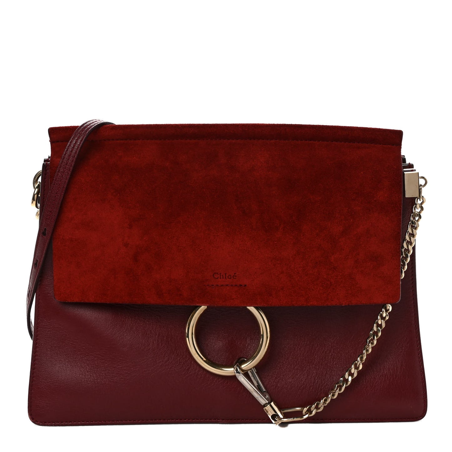 Calfskin Suede Medium Faye Shoulder Bag Plum Purple