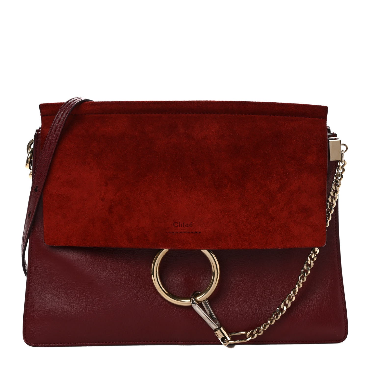 Chloe Calfskin Suede Medium Faye Shoulder Bag Plum Purple 1 of 8