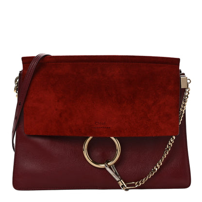 Chloe Calfskin Suede Medium Faye Shoulder Bag Plum Purple 1 of 8
