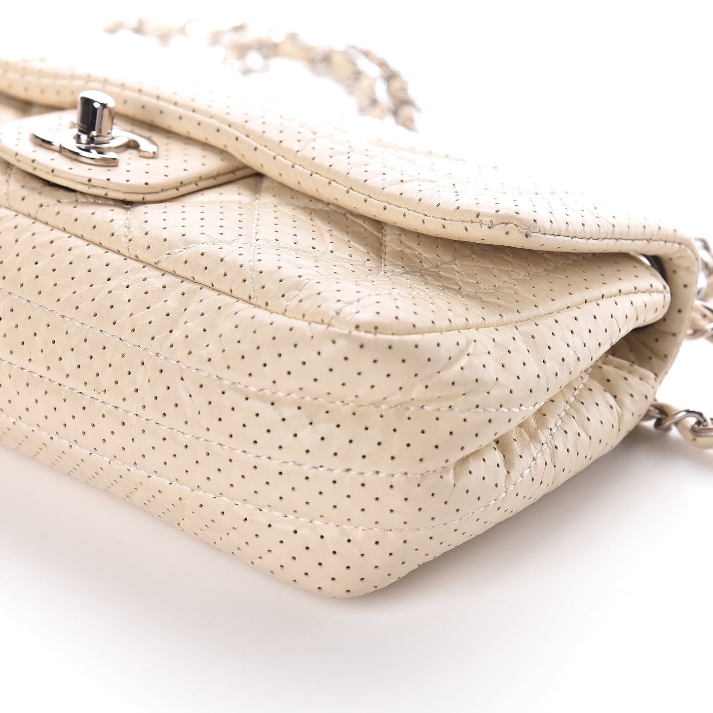 Aged Calfskin Perforated Small Flap Ivory