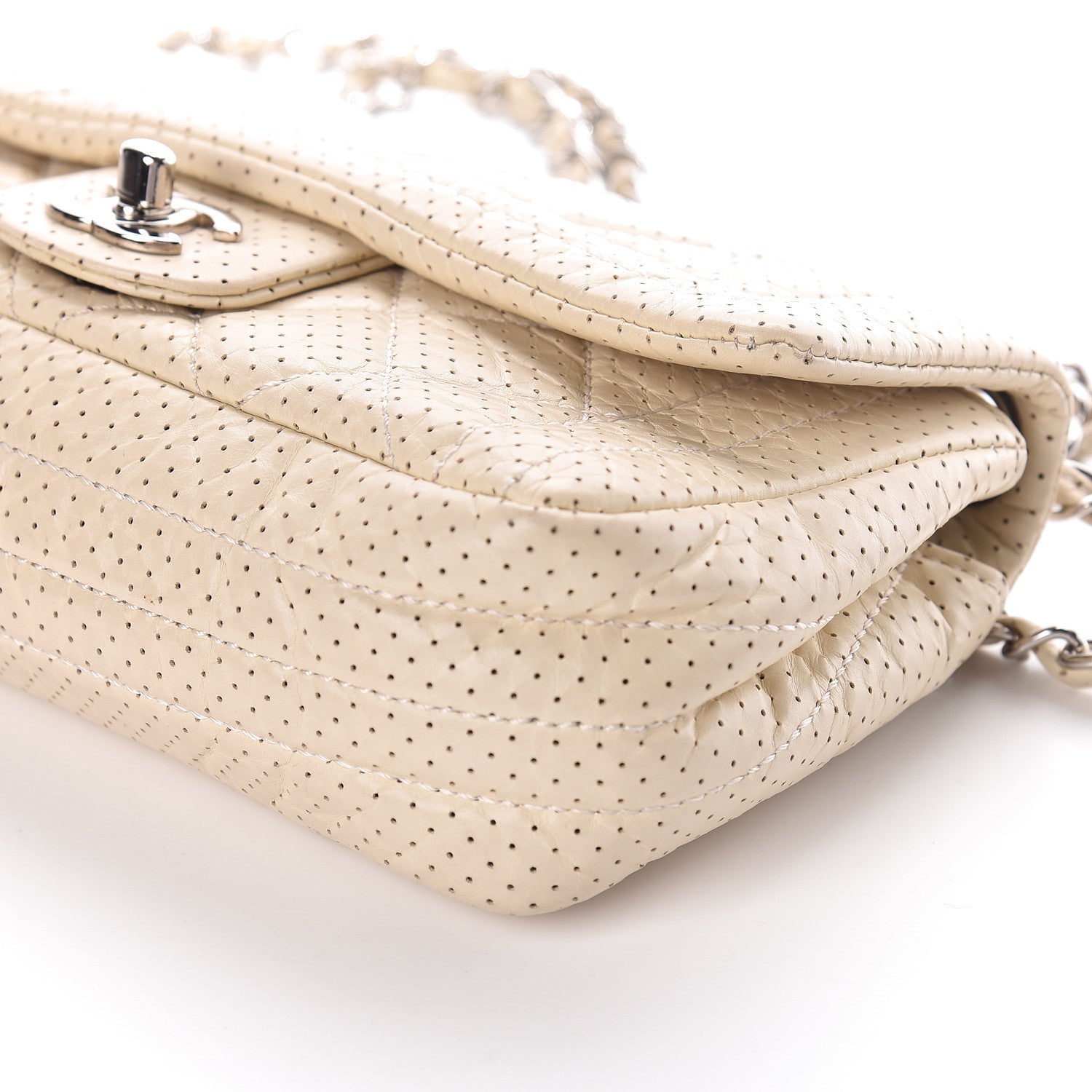 Chanel Aged Calfskin Perforated Small Flap Ivory 10 of 10