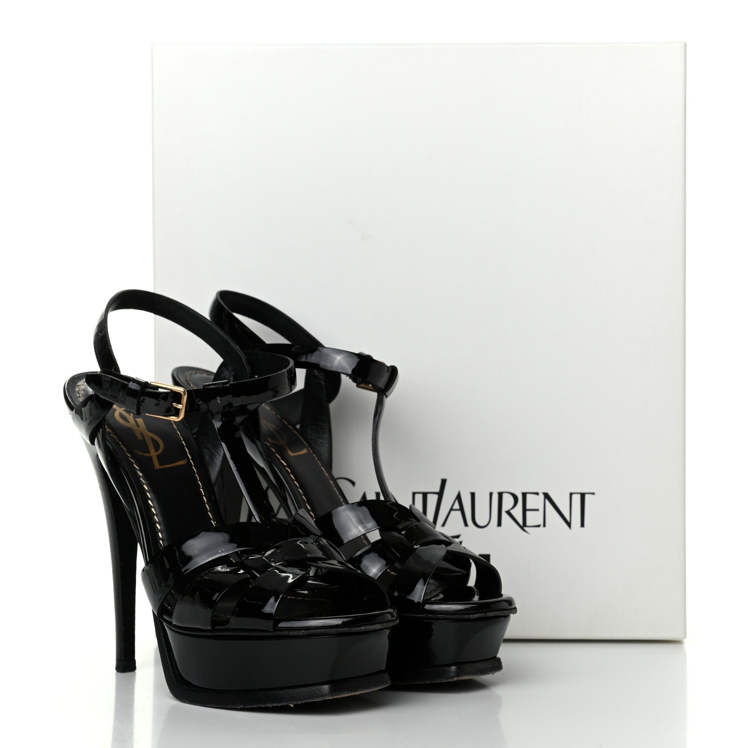 Saint Laurent Patent Tribute 105 Platform Sandals 35.5 Black 9 of 9