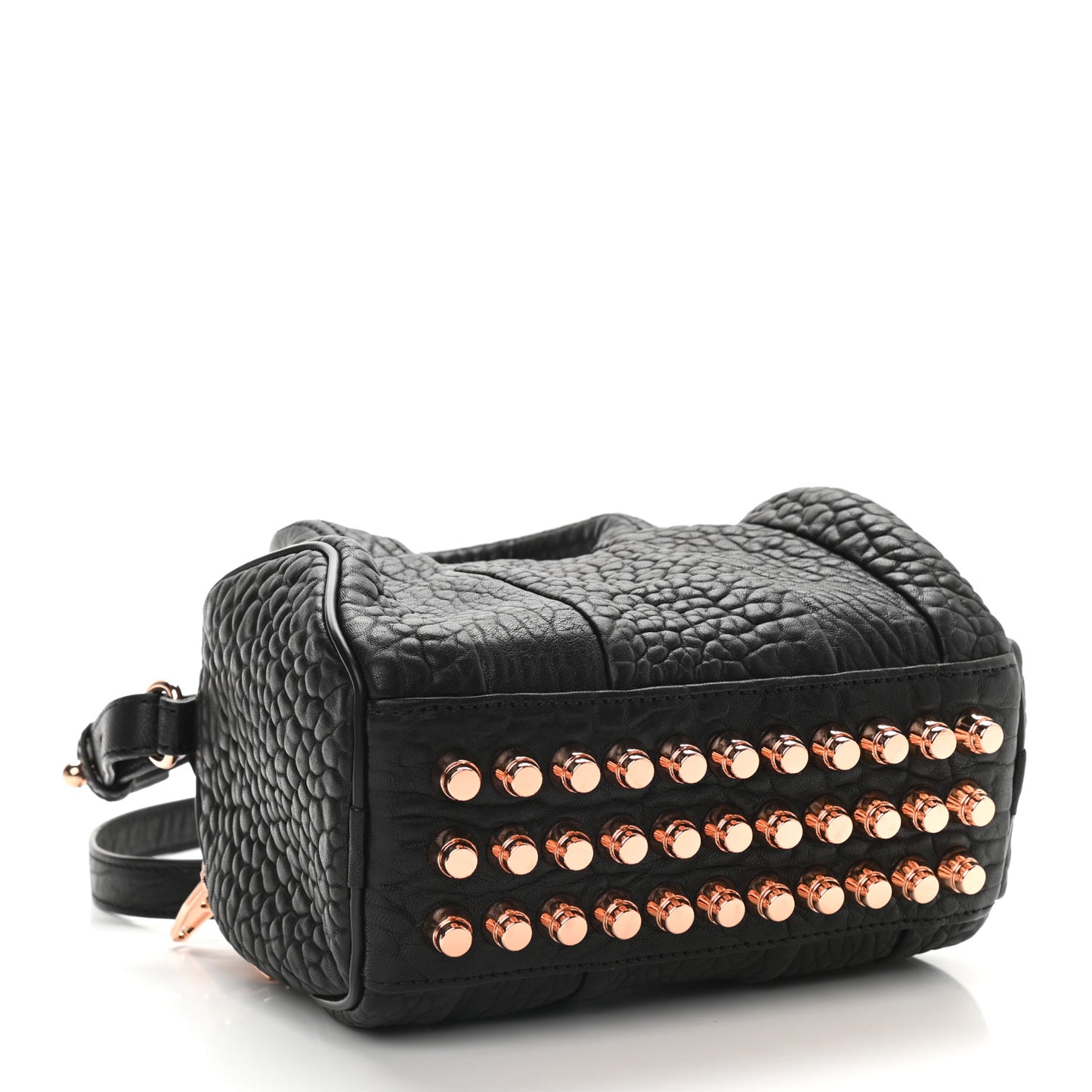 Pebbled Lambskin Mini Rockie Black Rose Gold Hardware