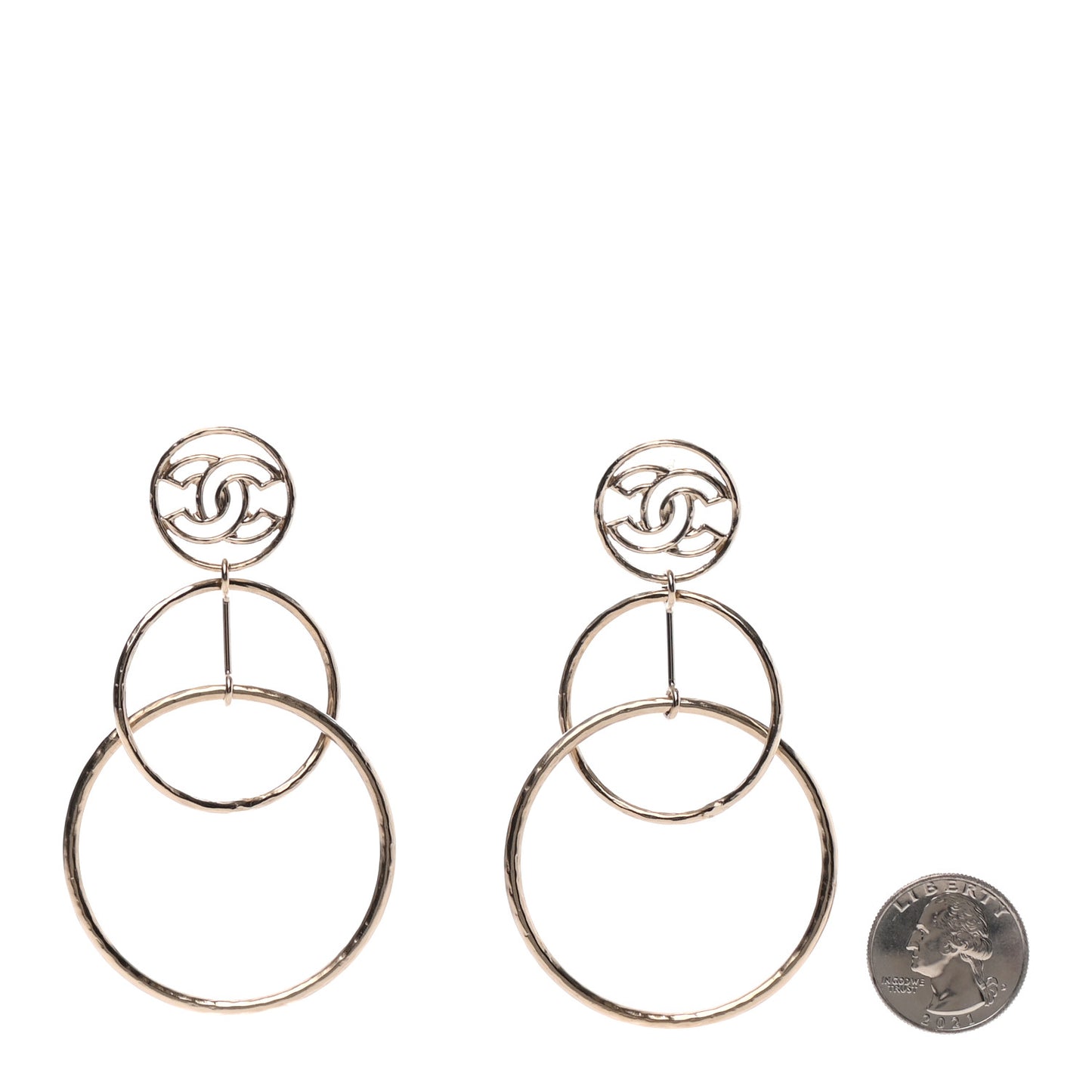CC Dangle Double Circle Earrings Silver