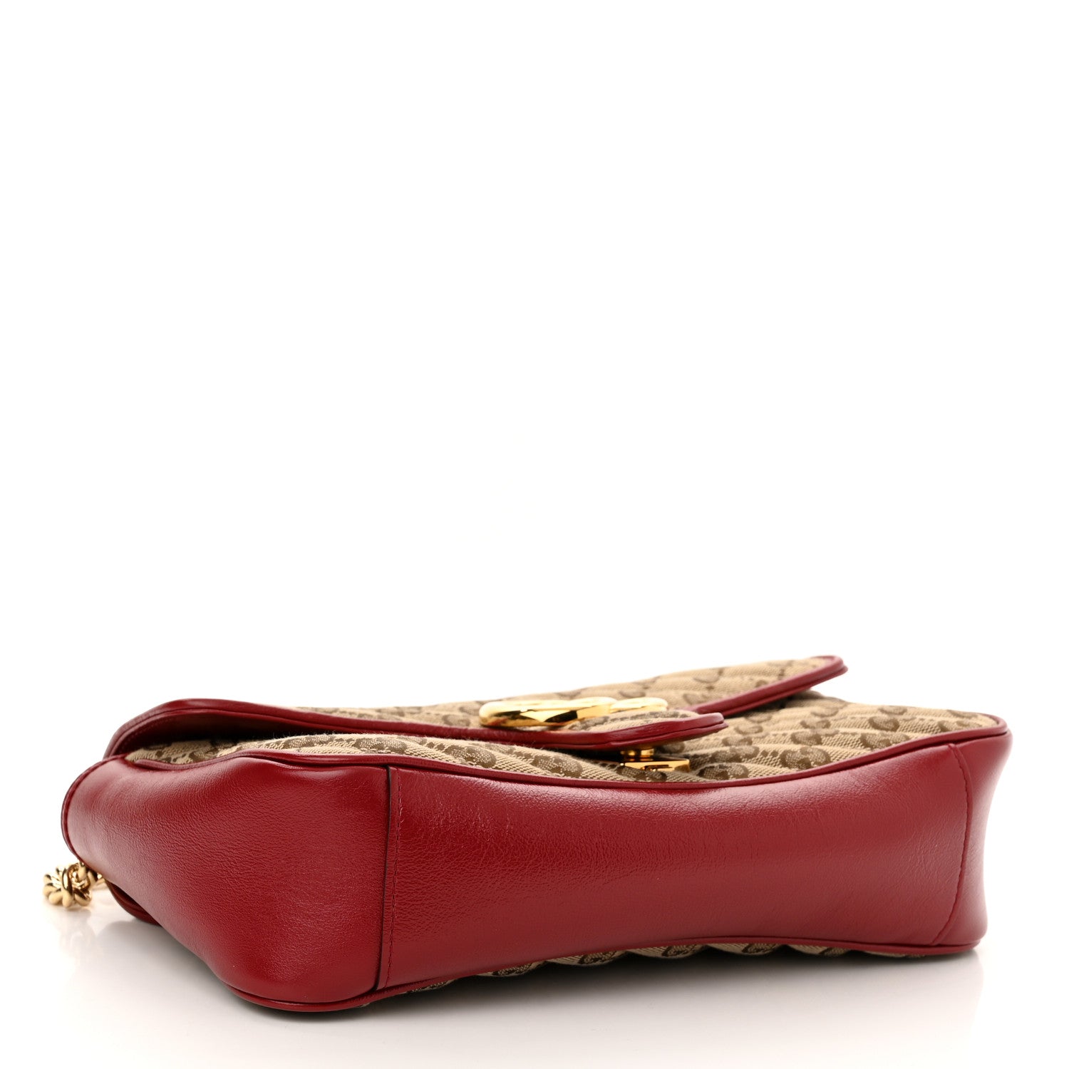 Gucci Monogram Azalea Calfskin Matelasse Diagonal Small GG Marmont Shoulder Bag Beige Ebony New Cherry Red 4 of 11