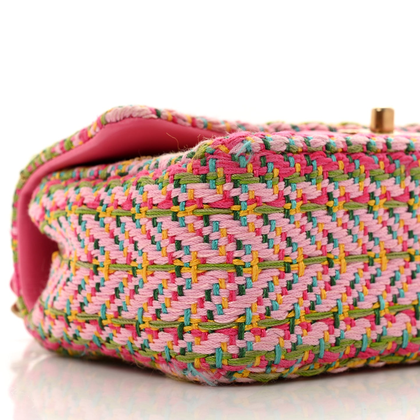 Cotton Mixed Fibers Woven Mini Rectangular Flap Pink Green