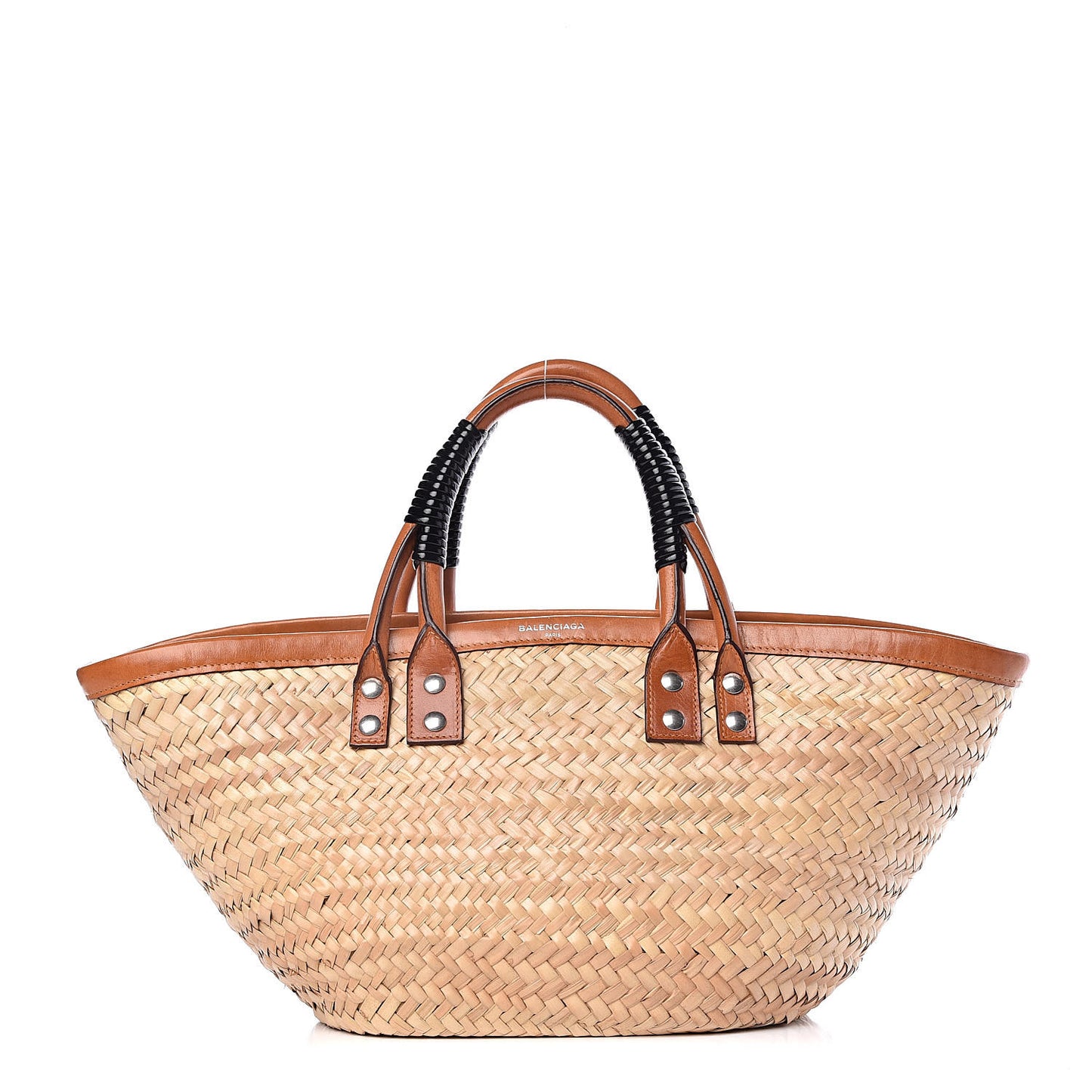Straw Calfskin Bistrot Panier Small Tote Natural