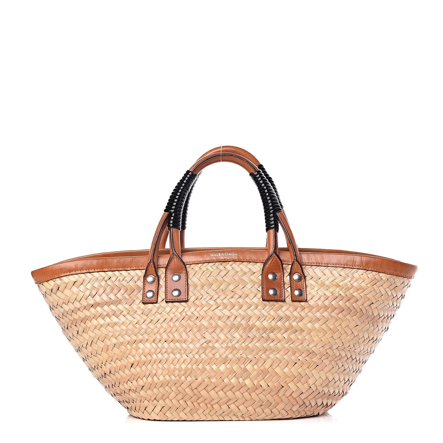 Balenciaga Straw Calfskin Bistrot Panier Small Tote Natural 1 of 11